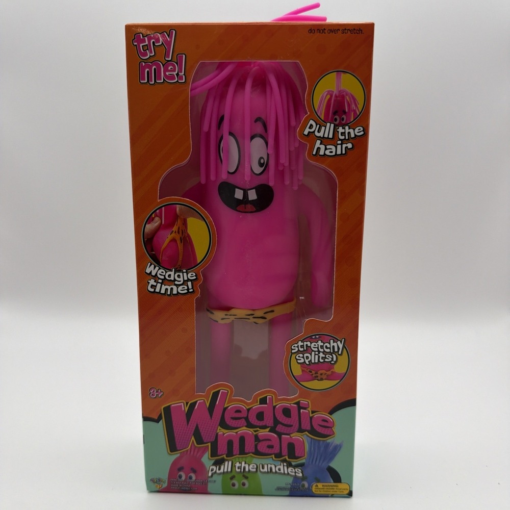 New WEDGIE MAN Pink Stretchy Squishy Stress Relief Fidget Sensory Viral Toy